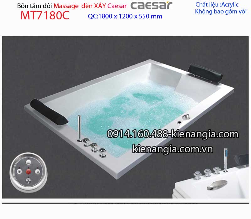 Bồn dài đôi xây massage đèn Caesarbồn nằm 18 mét Caesar-MT7180C