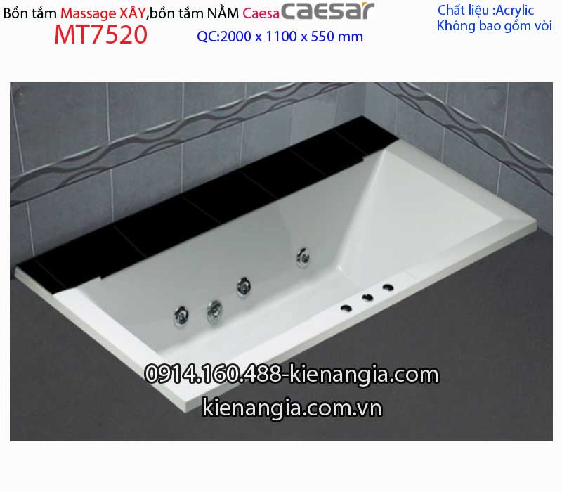 Bồn dài xây Caesarbồn nằm 2 mét massage -Caesar-MT7520