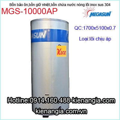 Bồn nước nóng lõi inox 304 chịu áp Megasun MGS-10000AP