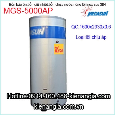 Bồn nước nóng lõi inox 304 chịu áp Megasun MGS-5000AP