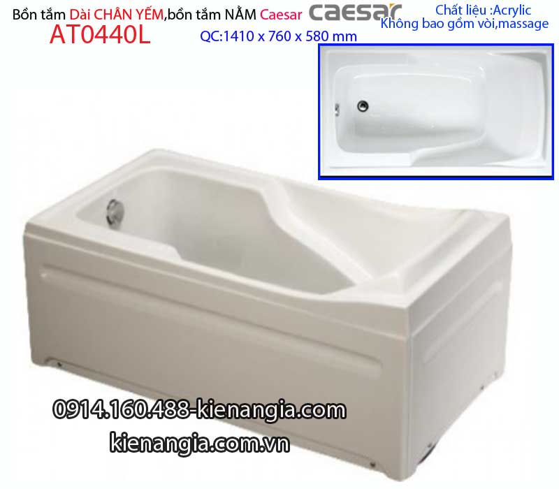Bồn tắm dài chân yếm 14 mét Caesar-AT0440L