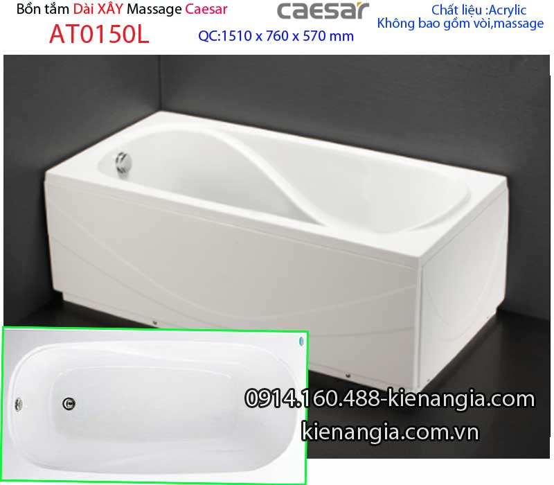 Bồn tắm dài chân yếm 15 mét Caesar-AT0150L