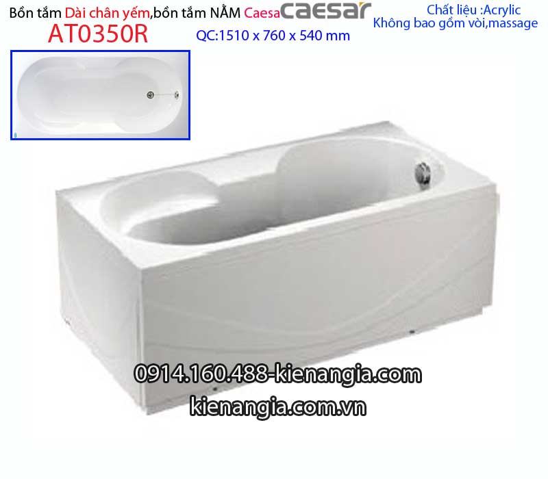 Bồn tắm dài chân yếm 15 mét Caesar-AT0350R