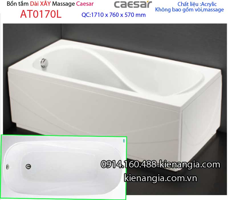 Bồn tắm dài chân yếm 17 mét Caesar-AT0170L