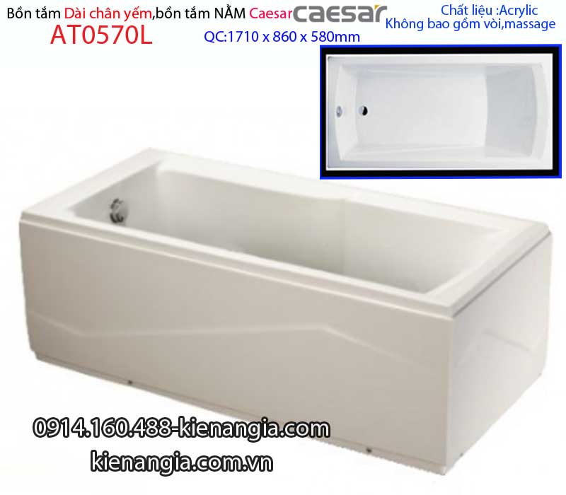 Bồn tắm dài chân yếm 17 mét Caesar-AT0570L