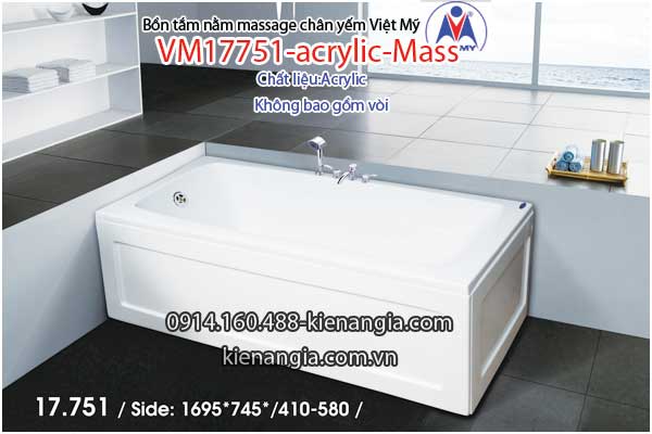 Bồn tắm dài massage acrylic 17m Việt Mỹ 17751