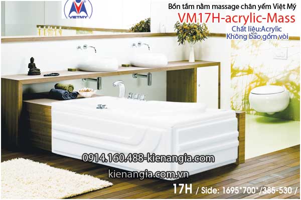 Bồn tắm dài massage acrylic 17m Việt Mỹ 17H