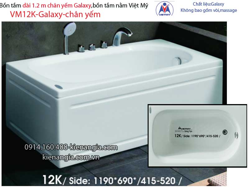 Bồn tắm dài Việt Mỹ galaxy chân yếm 12 mét VM12K-Galaxy
