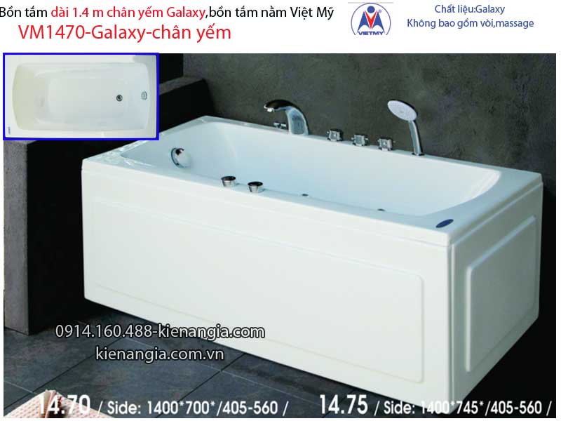 Bồn tắm dài Việt Mỹ galaxy chân yếm 14 mét VM1470-Galaxy