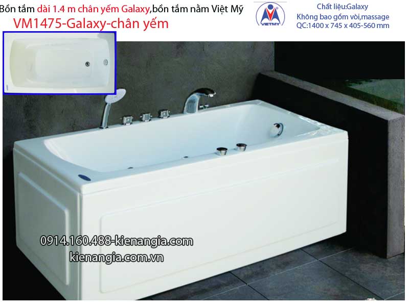Bồn tắm dài Việt Mỹ galaxy chân yếm 14 mét VM1475-Galaxy
