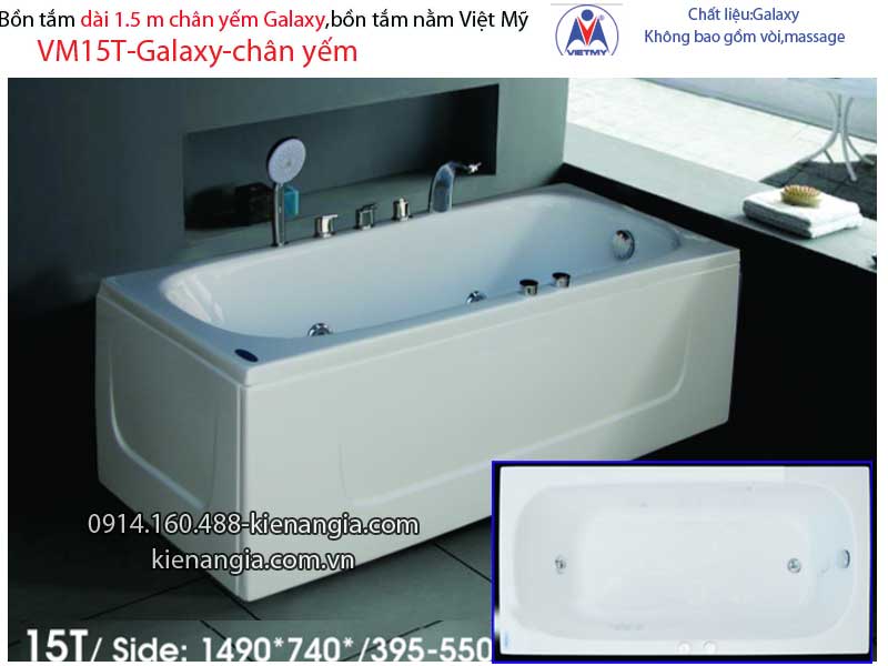Bồn tắm dài Việt Mỹ galaxy chân yếm 15 mét VM15T-Galaxy