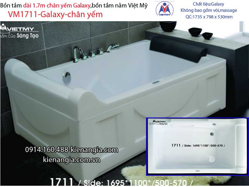 Bồn tắm dài Việt Mỹ galaxy chân yếm 17 mét VM1711-Galaxy