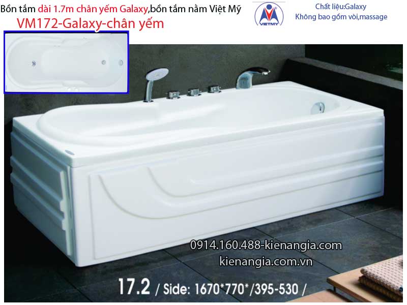 Bồn tắm dài Việt Mỹ galaxy chân yếm 17 mét VM172-Galaxy