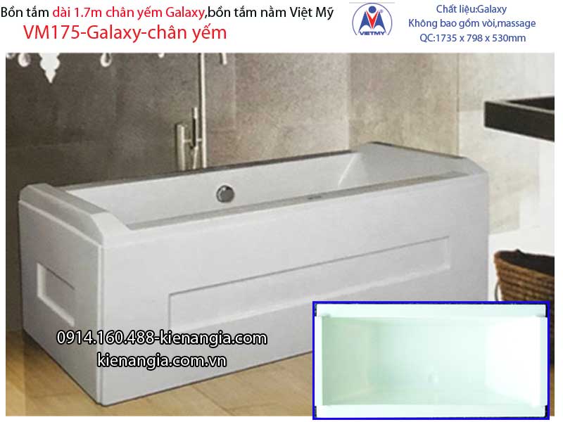 Bồn tắm dài Việt Mỹ galaxy chân yếm 17 mét VM175-Galaxy