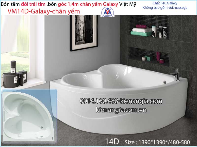 Bồn tắm đôi góc galaxy chân yếm 14 mét  Việt Mỹ  VM14D-Galaxy