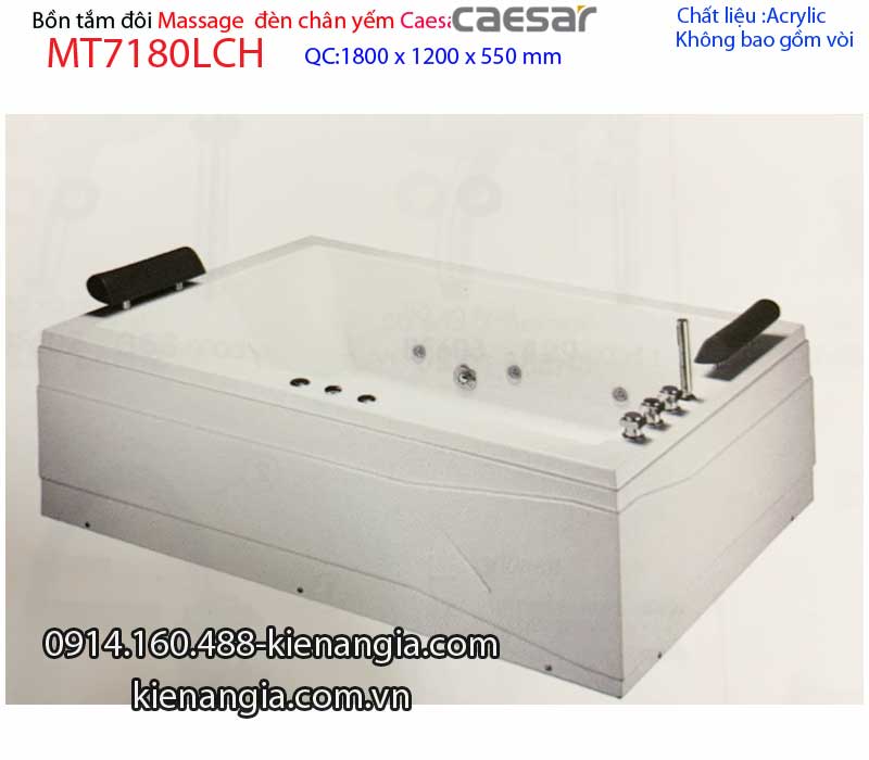 Bồn tắm đôi massage đèn chân yếm 17m Caesar MT7180LCH