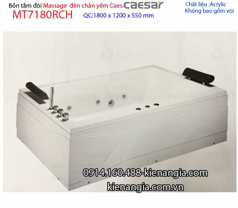 Bồn tắm đôi massage đèn chân yếm 17m Caesar-MT7180RCH