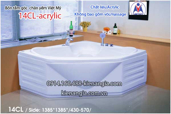 Bồn tắm góc 14m chân yếm Việt Mỹ VM14CL-Acrylic