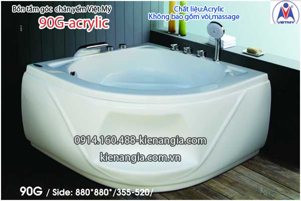 Bồn tắm góc 90cm chân yếm Việt Mỹ VM90G-Acrylic