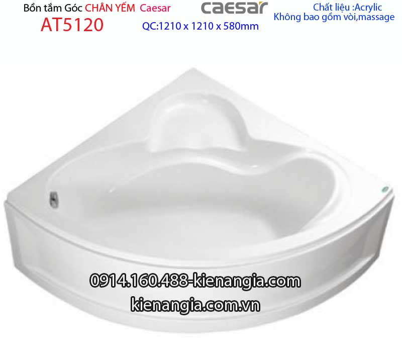 Bồn tắm góc chân yếm 12 mét Caesar-AT5120
