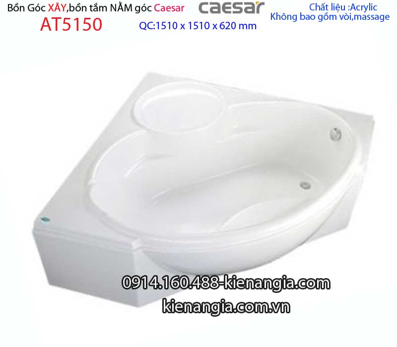 Bồn tắm góc chân yếm 15 mét Caesar-AT5150