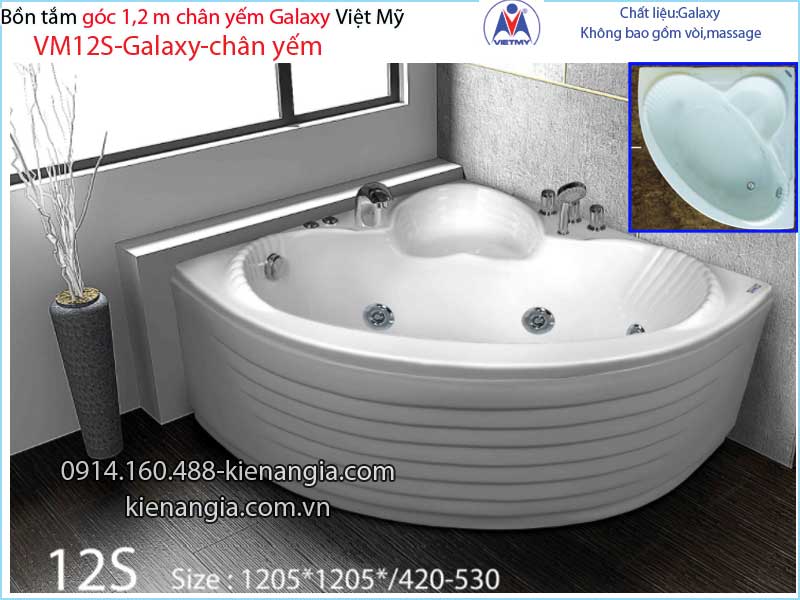 Bồn tắm góc galaxy chân yếm 12 mét  Việt Mỹ VM12S-Galaxy
