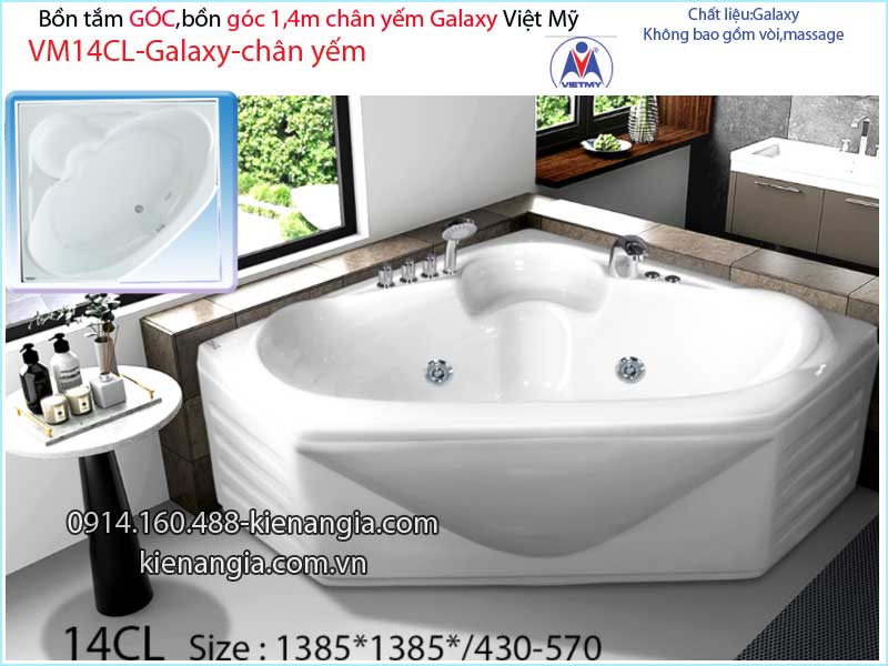 Bồn tắm góc galaxy chân yếm 14 mét  Việt Mỹ  VM14CL-Galaxy