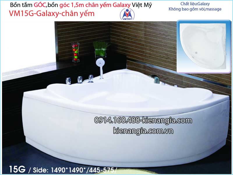 Bồn tắm góc galaxy chân yếm 15 mét  Việt Mỹ  VM15G-Galaxy