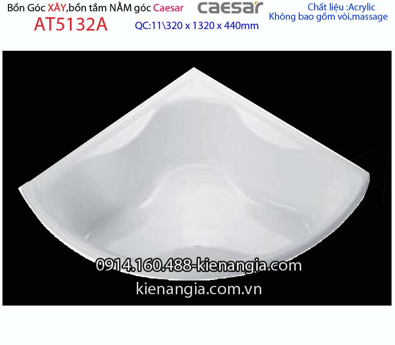 Bồn tắm góc xây Caesar 13 mét AT5132A