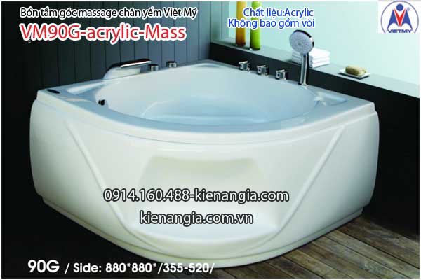 Bồn tắm massage góc 10.9m acrylic Việt Mỹ chân yếm 90G-Massage