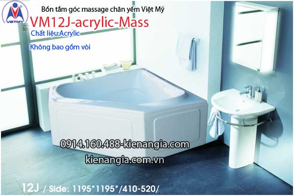 Bồn tắm massage góc 12m acrylic Việt Mỹ chân yếm 12J-Massage