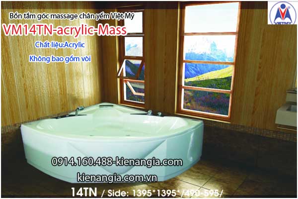 Bồn tắm massage góc 14m acrylic Việt Mỹ chân yếm 14TN-Massage