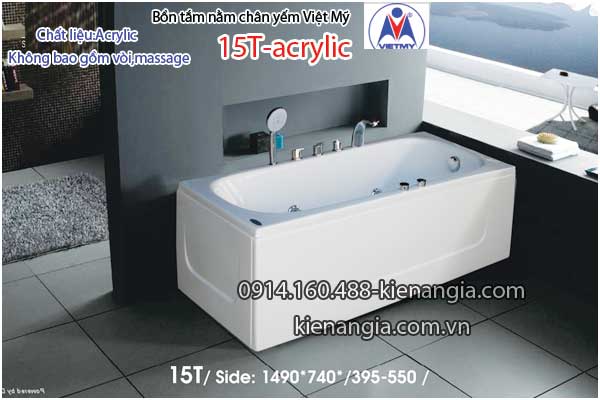 Bồn tắm nằm Acrylic chân yếm dài 12m Việt Mỹ VM15T-Acrylic