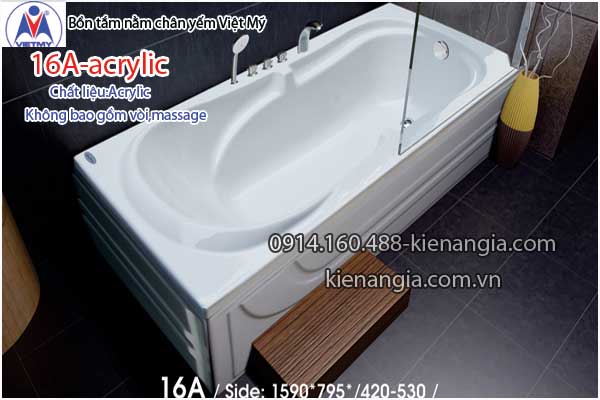 Bồn tắm nằm Acrylic chân yếm dài 16m Việt Mỹ VM16A-Acrylic
