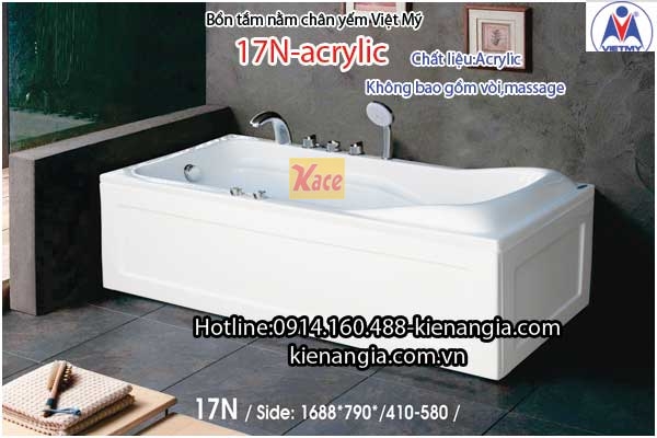 Bồn tắm nằm acrylic Việt Mỹ chân yếm 17N