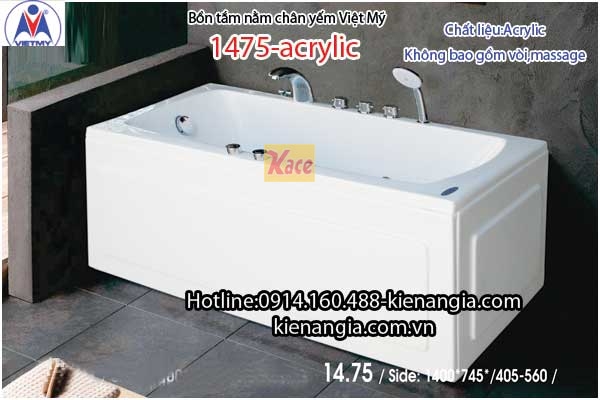 Bồn tắm nằm chân yếm Việt Mỹ Acrylic 1475