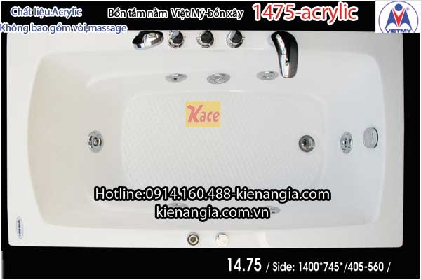 Bồn tắm nằm nhỏ Việt Mỹ acrylic bồn xây 1475