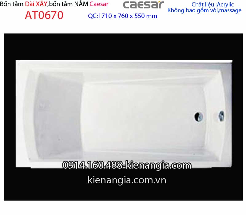 Bồn tắm xây dài 17 mét Caesar-AT0670
