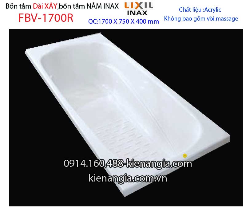 Bồn xây Inaxbồn dài acrylic 17m INAX FBV-1700R