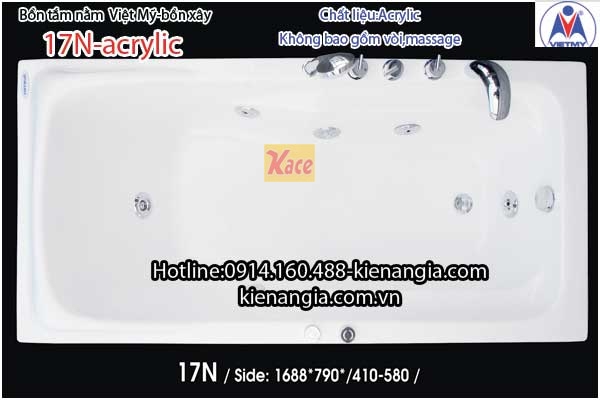 Bồn xây Việt Mỹ acrylic dài 17m cho resort 17N