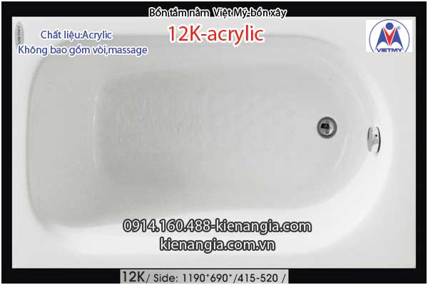 Bồn xâybồn nằm xây nhỏ Việt Mỹ Acrylic-12K