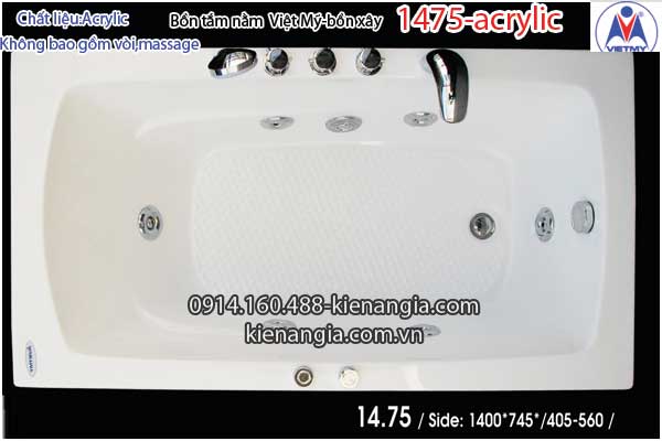 Bồn xâybồn nằm xây nhỏ Việt Mỹ Acrylic-1475