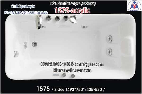 Bồn xâybồn nằm xây nhỏ Việt Mỹ Acrylic-1575