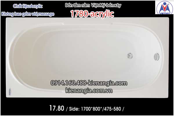 Bồn xâybồn tắm nằm 17m Việt Mỹ Acrylic-1780