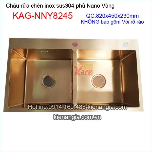 Chậu 2 hộc đều phủ Nano vàng 82x45cm KAG-NNY8245
