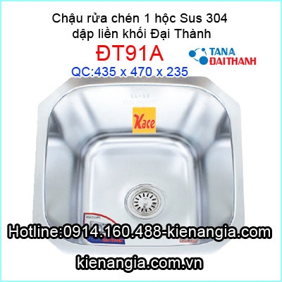 Chậu âm bàn Đại Thành sus304 1 hộc ĐT91A