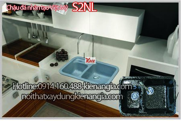 Chậu đá rửa bát 2 hộc 83x53 x21cm Việt Mỹ S2NL
