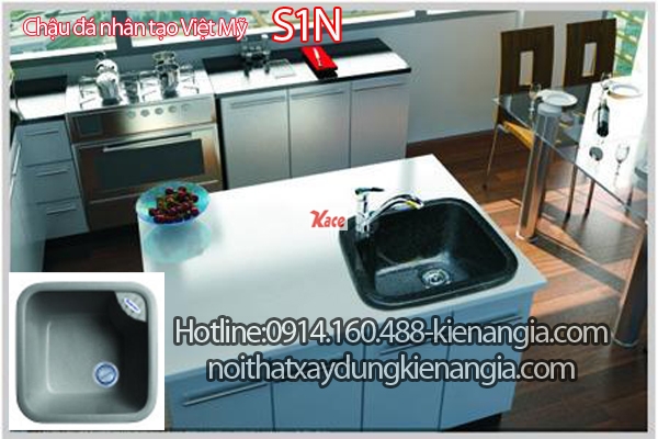 Chậu rửa bát bằng đá nhân tạo 1 hộc 52x50 x21.5cm Việt Mỹ S1N