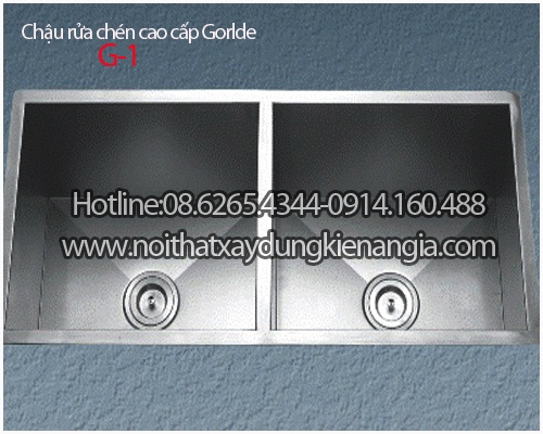 Chậu rửa bát vuông 2 hộc âm bàn 98x45 x25cm GORLDE CRBAG-1