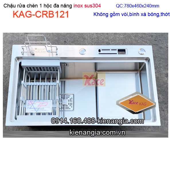Chậu rửa chén 1 hộc đa năng inox sus304 78x46cm KAG-CRB121